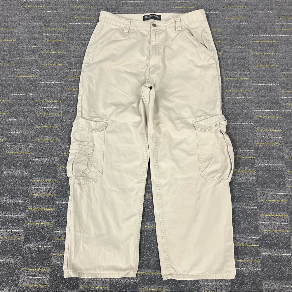 Levis Silvertab Baggy Cargo Pants Mens 34x30 Beige Y2K Skater Streetwear Grunge